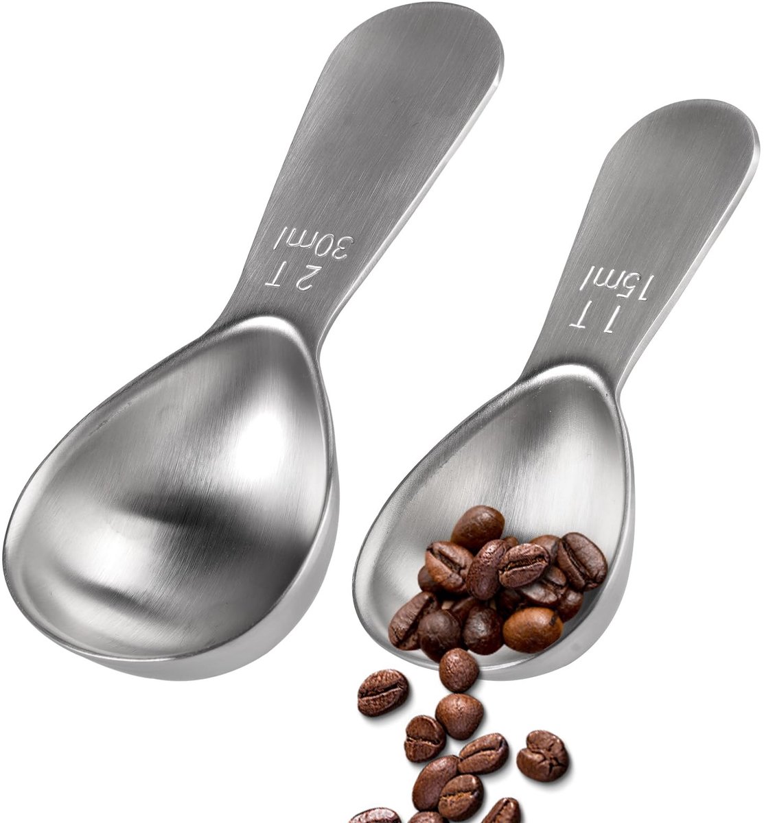 Dailygoods - 2 Stuks Eetlepels Koffielepel Korte Steel Maatlepels,Maatschep Met Kort Handvat,Roestvrijstalen Koffielepels,Koffieschep Verpakking,Roestvrijstalen Koffieschep voor Koffiebonen,Bloem,Proteïnepoeder