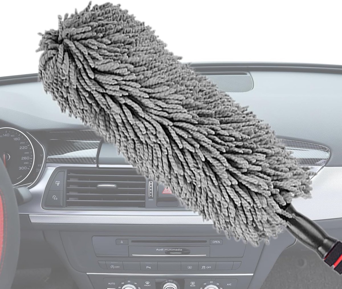 Microvezel stofdoek - Buigbare plumeau - Auto reinigen - Telescopische steel - Verstelbare lengte - Grijs
