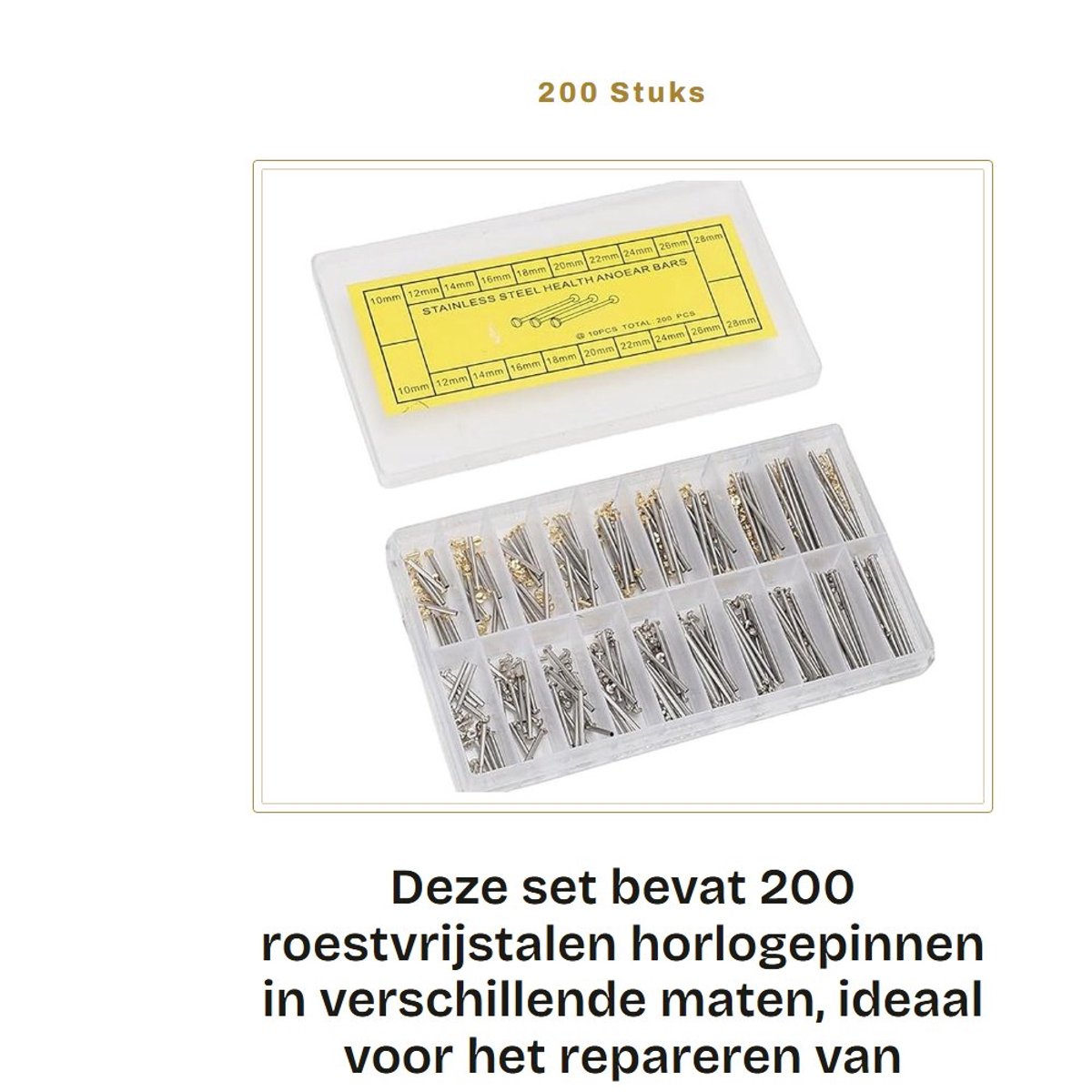 Dailygoods- Horlogepin 200 Stuks - Roestvrij Staal - Wrijvingsband - Reparatieset - 10 Maten - Geschikt voor Diverse Riemen - Horlogeaccessoires