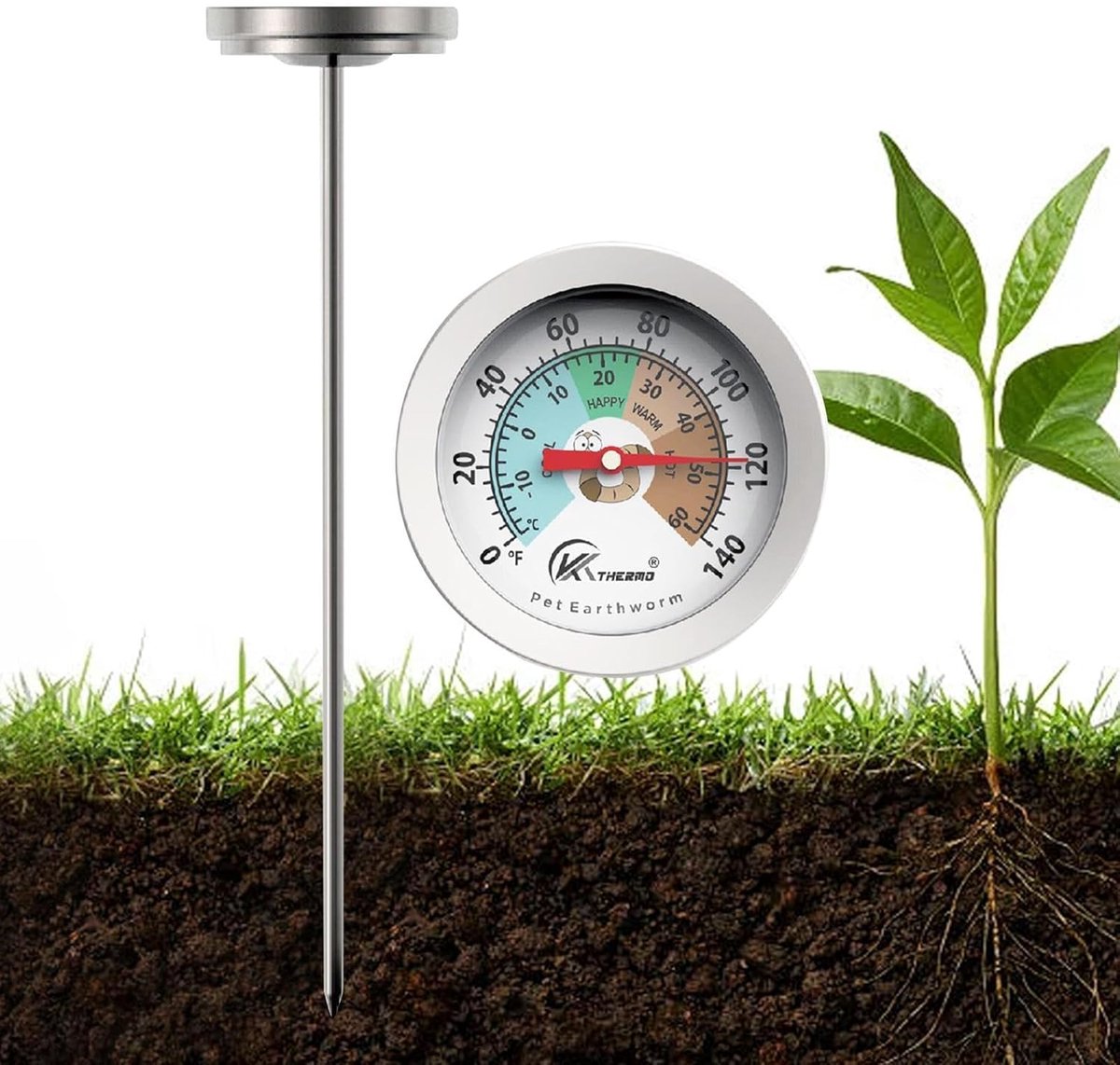 Bodemthermometer - Grondmeter - Bodemtemperatuur Meten - Roestvrij Staal - 7 Inch - Zilver