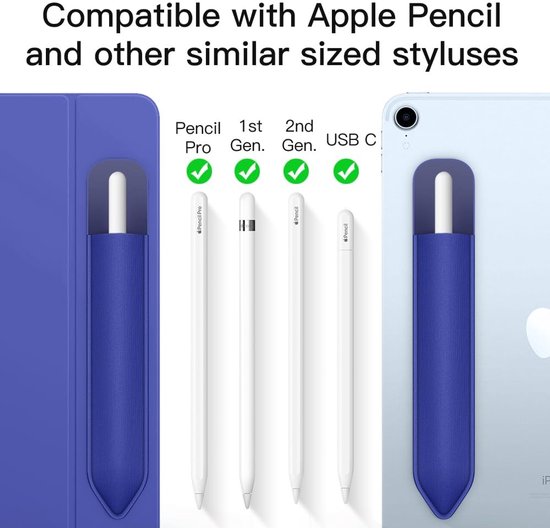 Dailygoods - Pencil Holder Sticker - Apple Pencil Draagtas - Makkelijk te bevestigen - Navy Blue - Stylus Houder - Geschikt voor Apple Pencil 1st/2nd... — afbeelding 3