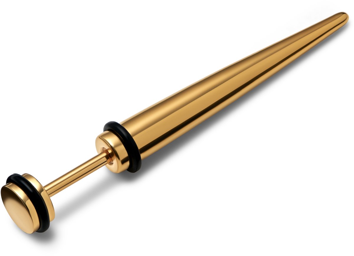 Satago | 6 mm Goudkleurige Roestvrijstalen Fake Taper Oorbel