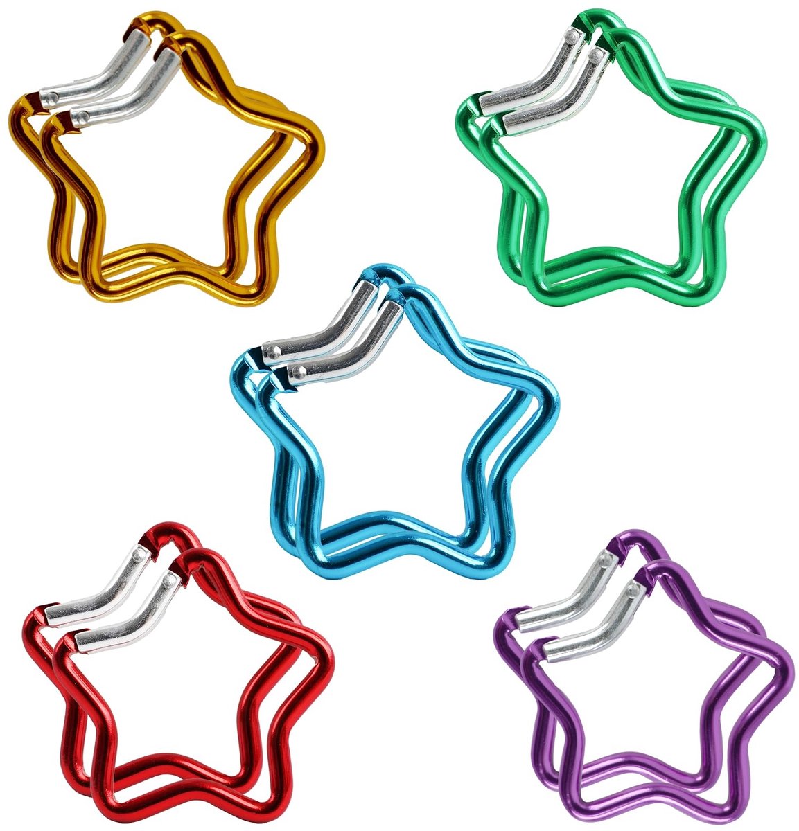 Dailygoods - 10 stuks ster karabijnhaken ster sleutelhanger karabijnhaak karabijnhaak karabijnhaak klein geschikt voor decoratie (5 kleuren)