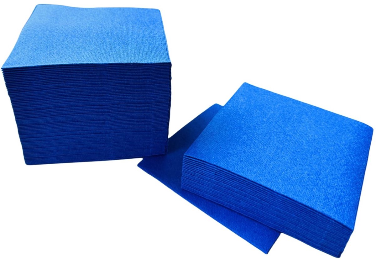 Dailygoods- Cocktailservetten 100 stuks - Linnenachtig - Zacht/dik absorberend - Milieuvriendelijk - Blauw - Afmeting 19,9 x 19,9 cm - Servetten
