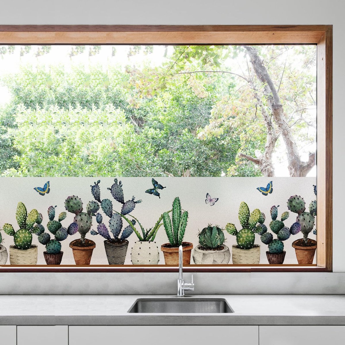 Dailygoods - dktie Raamfolie, privacy- en statische hechting, matte raamfolie voor glas, anti-uv, raamfolie, verwijderbare film zonder lijm, potplantenfilm voor keuken, badkamer, kantoor, 44,5 x 200 cm