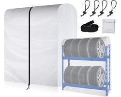 Dailygoods - ZATOOTO Bandenhoes voor Bandenstandaard, Bandentas, Bandbeschermhoes voor Bandenopslag, Waterdichte Stofdichte Bandenhoes Zilver, 420D Oxford, 112x145x75cm