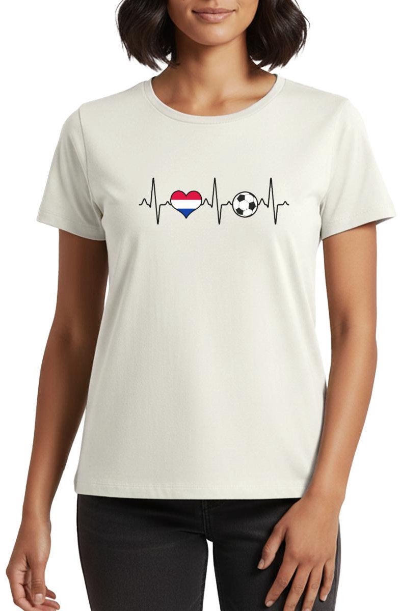 Nederland Voetbal Shirt Voetbal Hartslag Premium T Shirt Dames