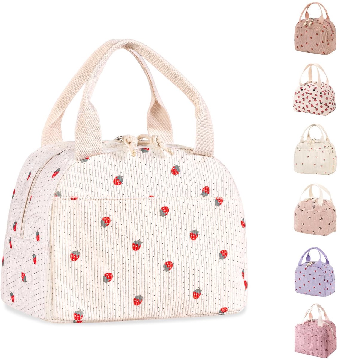 Dailygoods- Lunchtas Waterdicht - Grote Capaciteit - Isolerende Folie - Duurzame Ritsen - Corduroy Bovenmateriaal - Schattig Ontwerp - Koeltasje