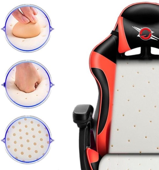 Gaming Stoel - Comfortabele Stoel - Thuisgebruik - Hoge Rugleuning - 45 cm Diep - Zwart Wit — afbeelding 3