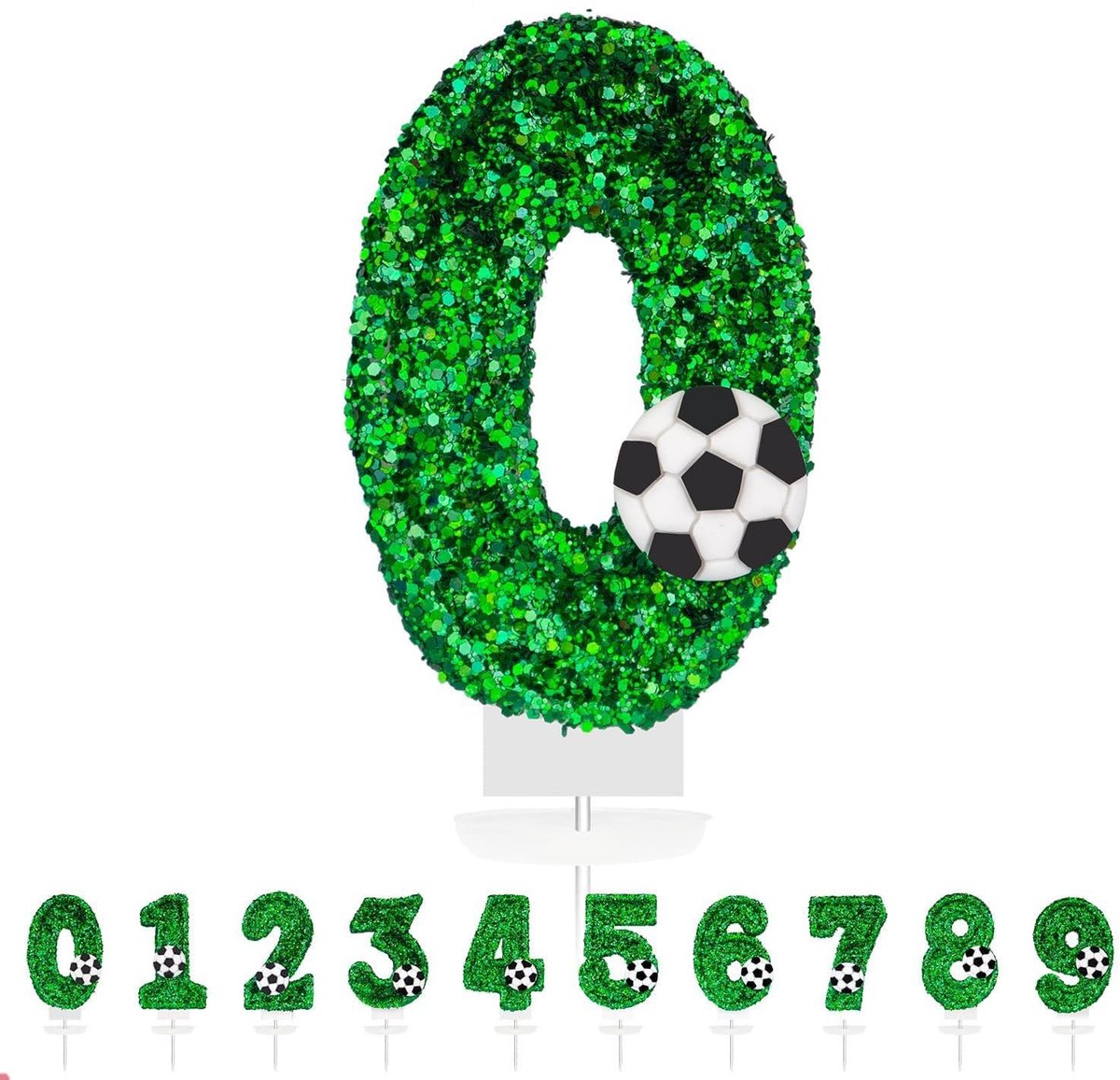 Dailygoods - 3D Verjaardagskaars Getal 0 Voetbal Taartdecoratie