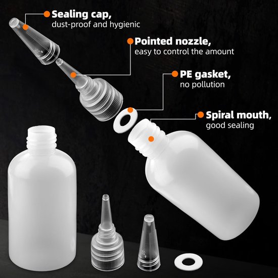 Dailygoods - DKBT 16 stuks knijpflessen 100 ml knijpfles spuitfles doseerfles sausfles ketchup fles dispenser fles knijpfles sausdispenser oliefles plastic keuken van Dailygoods — afbeelding 4