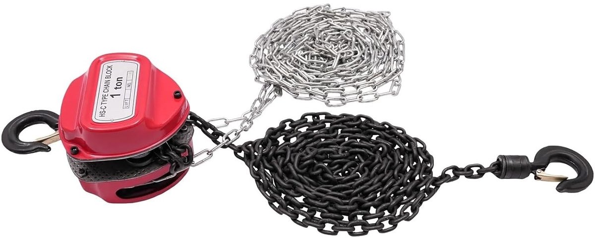Elektrische takel - Hefblok ketting - Zware lasten tillen - Gelegeerd staal G80 - 4 meter ketting - Rood
