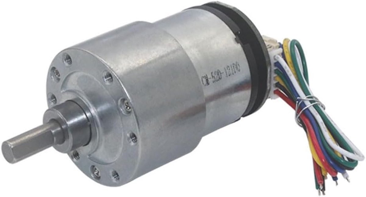 DC Reductiemotor - Elektromotor met encoder - Robotica projecten - Volledig metalen behuizing - 12V - Zilver