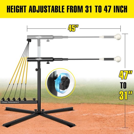 Swing Trainer - Slag Oefenapparaat - Sport Training - Automatische Reset - 31-47 Inch - Zwart Geel — afbeelding 4