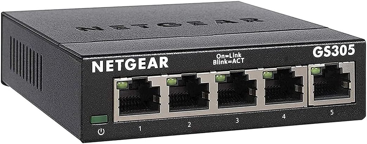 Netwerk Switch - Ethernet Hub - Internet Verbinding - Stille Werking - 5 Poorten - Zwart