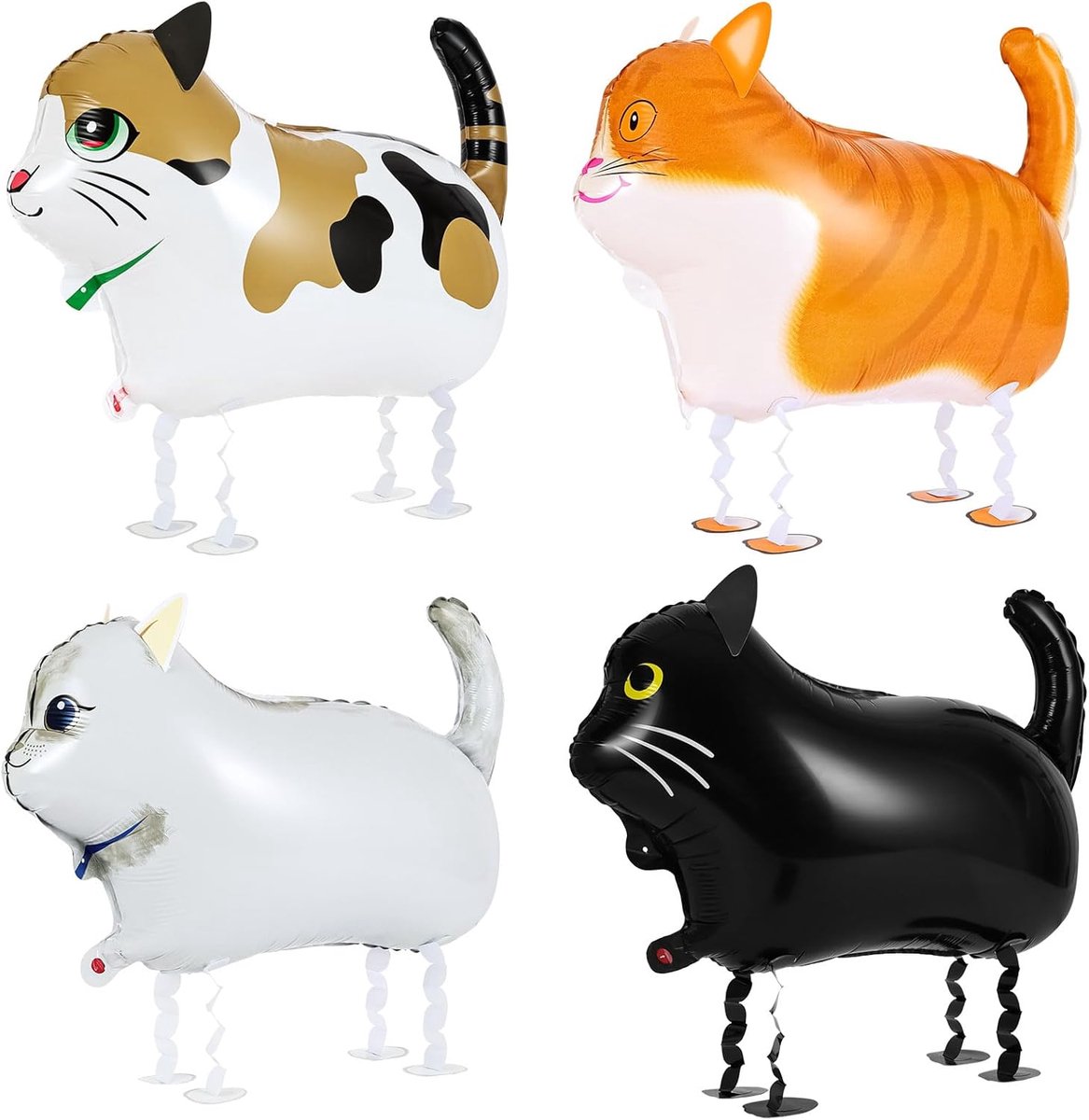 Ballonnen set van 4 katten - helium ballonnen - leuke decoratie - voor huisdieren verjaardag - ShopVlot