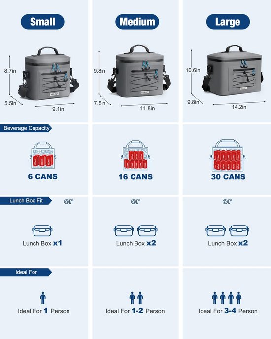 Koeltas - Lunchtas - Picknick en Reizen - 5-laags Isolatie - 15L - Grijs — afbeelding 5