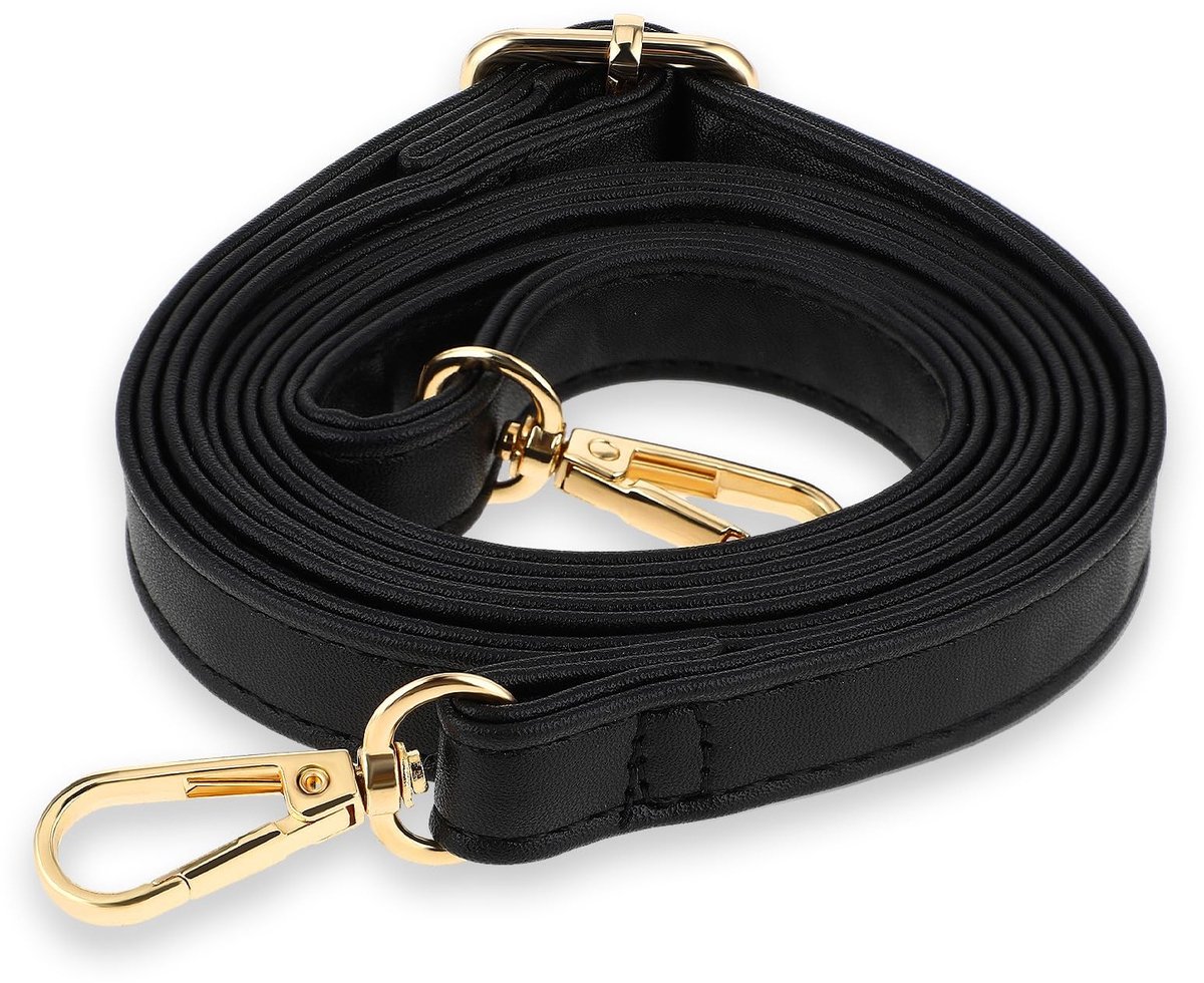 Dailygoods- Schouderriem Verstelbaar 85-150 cm - Lederen Tasriem - Draagriem voor Handtas - Zwarte PU-leren Schouderband - Robuuste Hardware - Comfortabele Breedte 1,5 cm