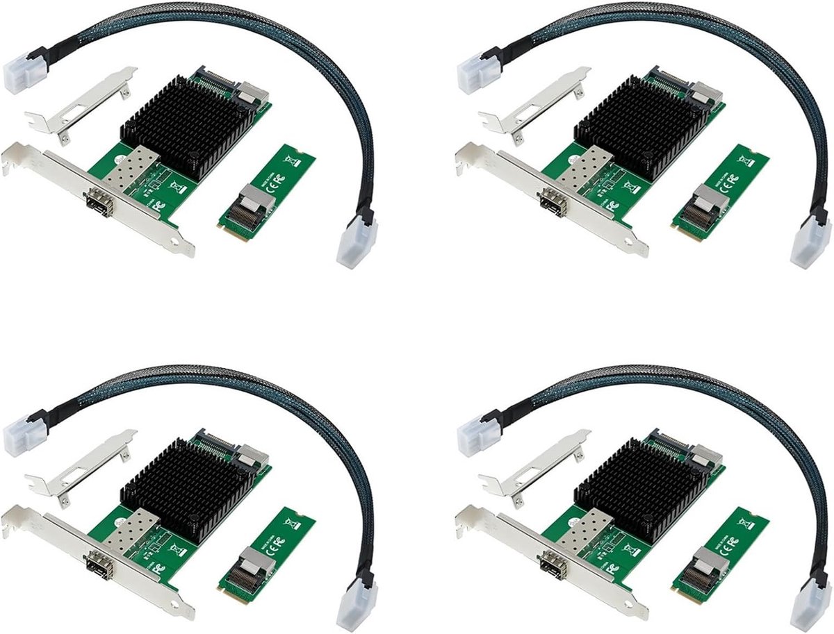 Server Netwerkkaart - Glasvezel Kaart - Netwerk Uitbreiding - JL82599EN Chip - 4 stuks - Groen
