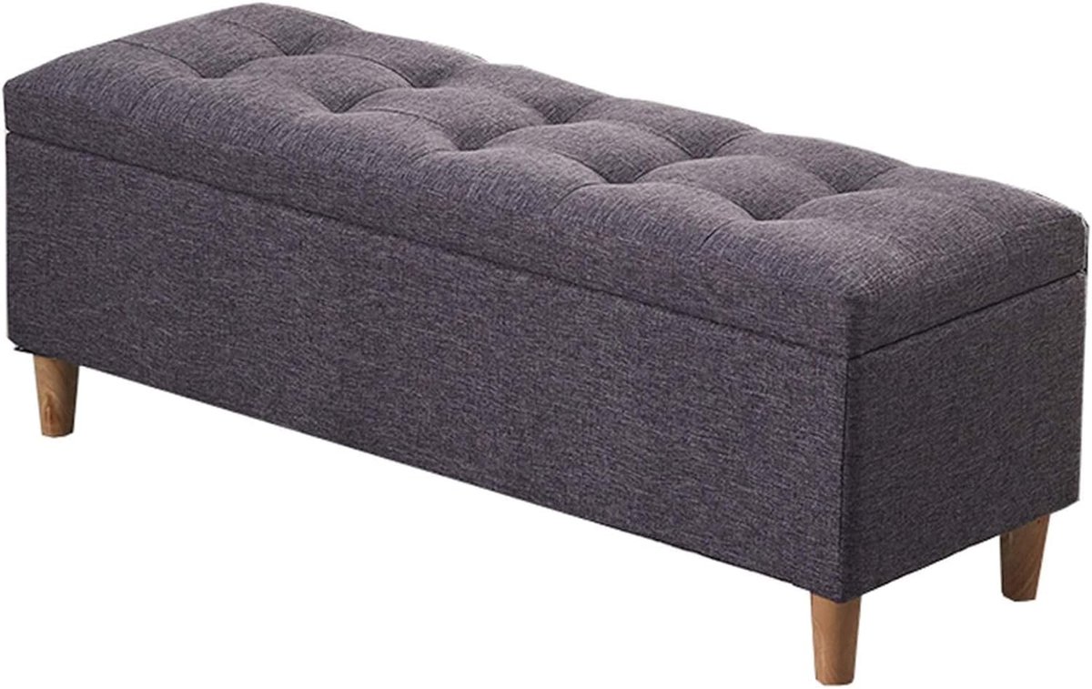 Opvouwbare opbergpoef - Houten kruk - Woonkamer organisatie - Scharnierend deksel - 80 cm - Grijs