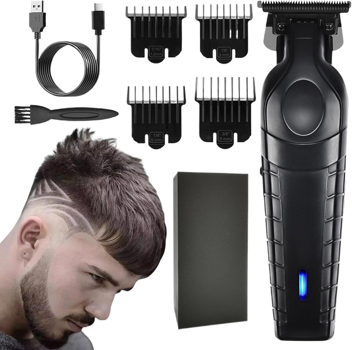 Tondeuse voor mannen - Baardtrimmer trimmer - Stijlvol uiterlijk creëren - Krachtige stabiele motor - 21x10x7 cm - Zwart
