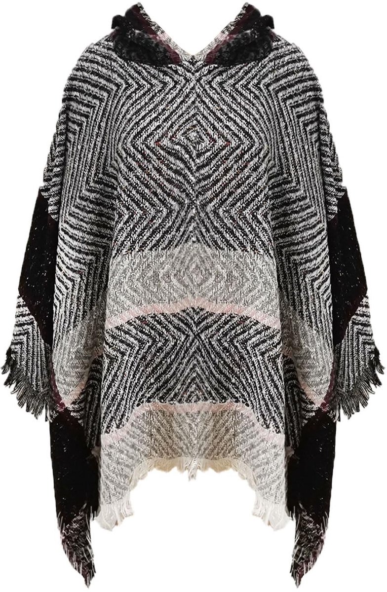 Dailygoody - Gebreide poncho - Dames poncho met capuchon - Warme