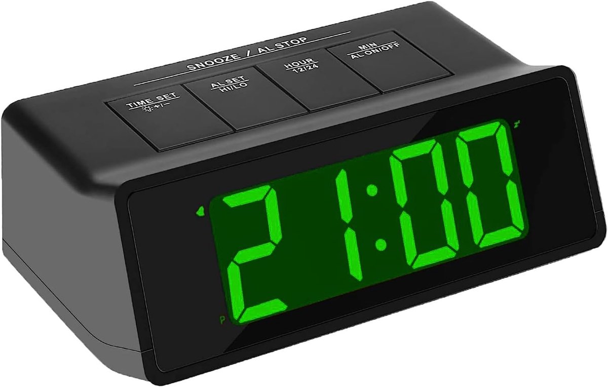 Digitale Wekker - Extra Luide Wekker - Rustig Wakker Worden - Instelbaar Volume - Groot Display - Groen