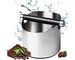 Afklopcontainer Koffie - Koffiedik Bak - Koffiebereiding Schoonhouden - Geluidsarme Klopstaaf - 11 x 11 x 8 cm - Zilver