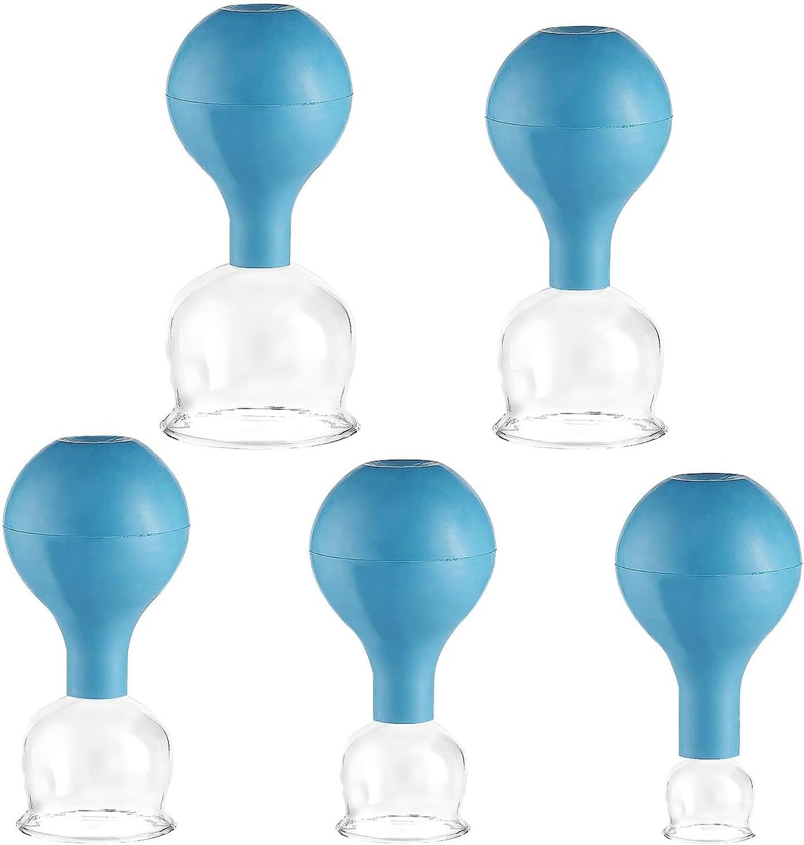 Cupping Glazen Set - Massage Cups - Spierontspanning Bevorderen - 5 Verschillende Maten - 590 g - Blauw