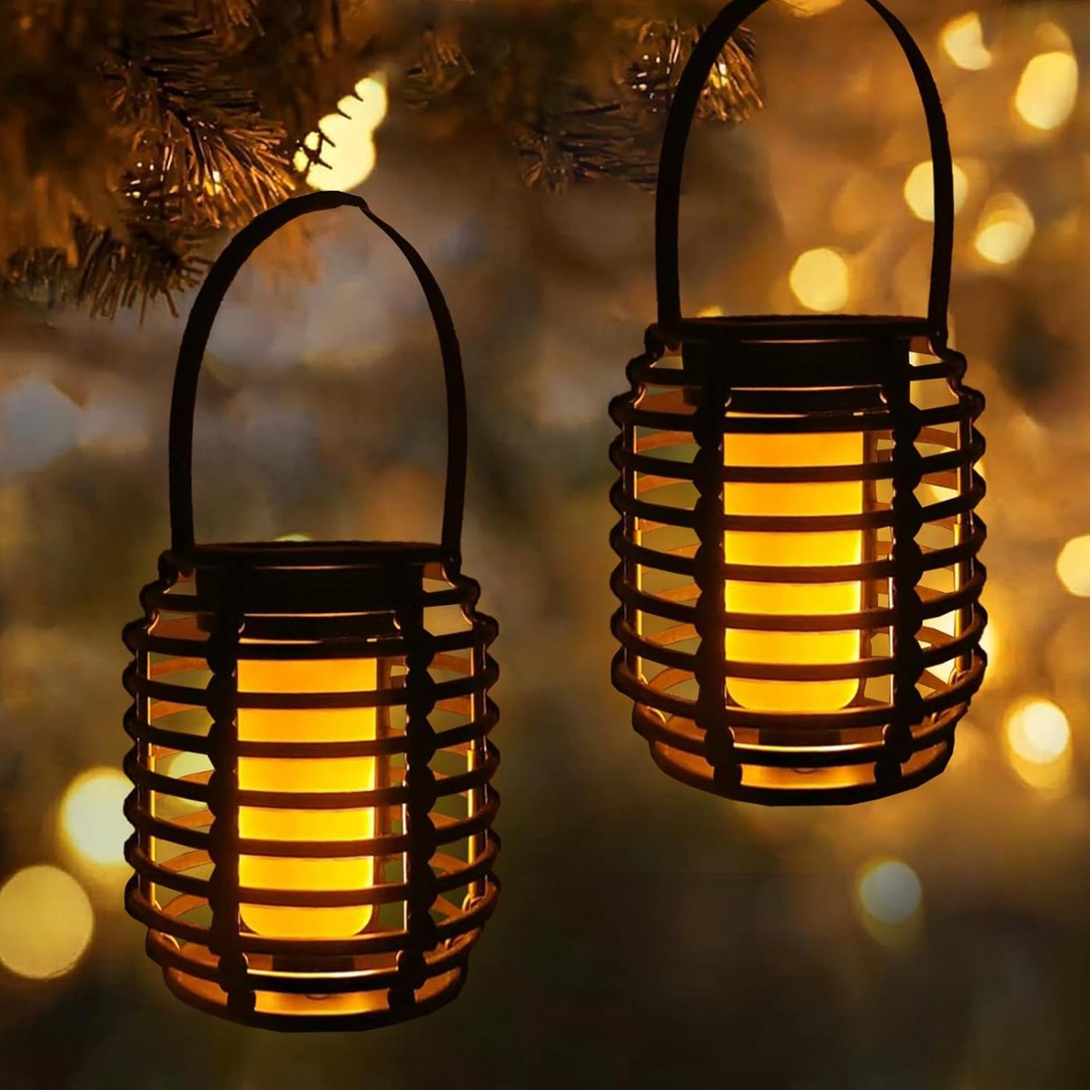 Zonne-energie Lantaarns - Buitenlampen Tuin - Sfeerverlichting Creëren - Rustiek Rotan Des