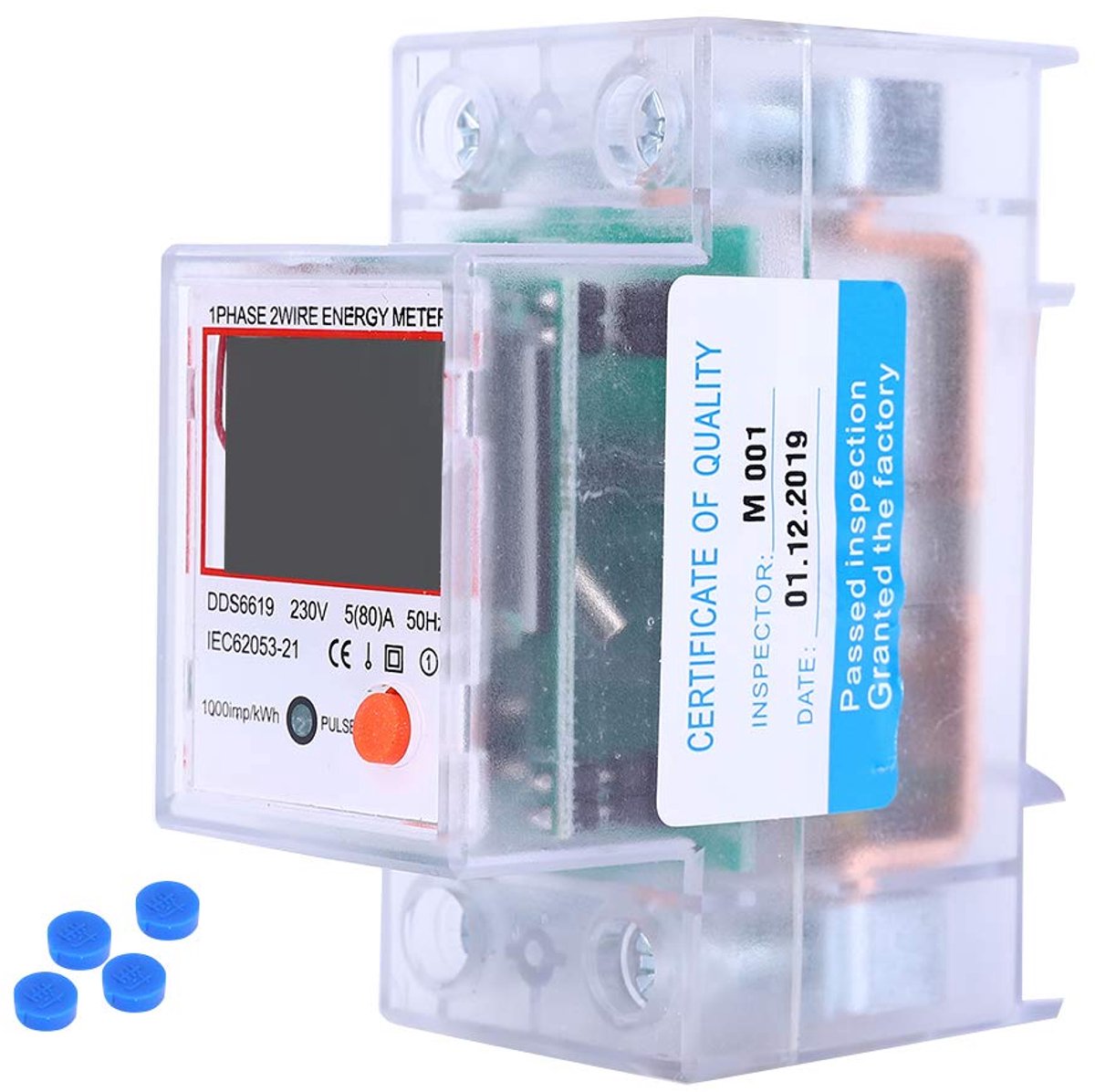 Energiemeter Digitaal - Stroommeter Verbruik - Energie Monitoren - Bidirectionele Meting - 230V 5-80A - Grijs