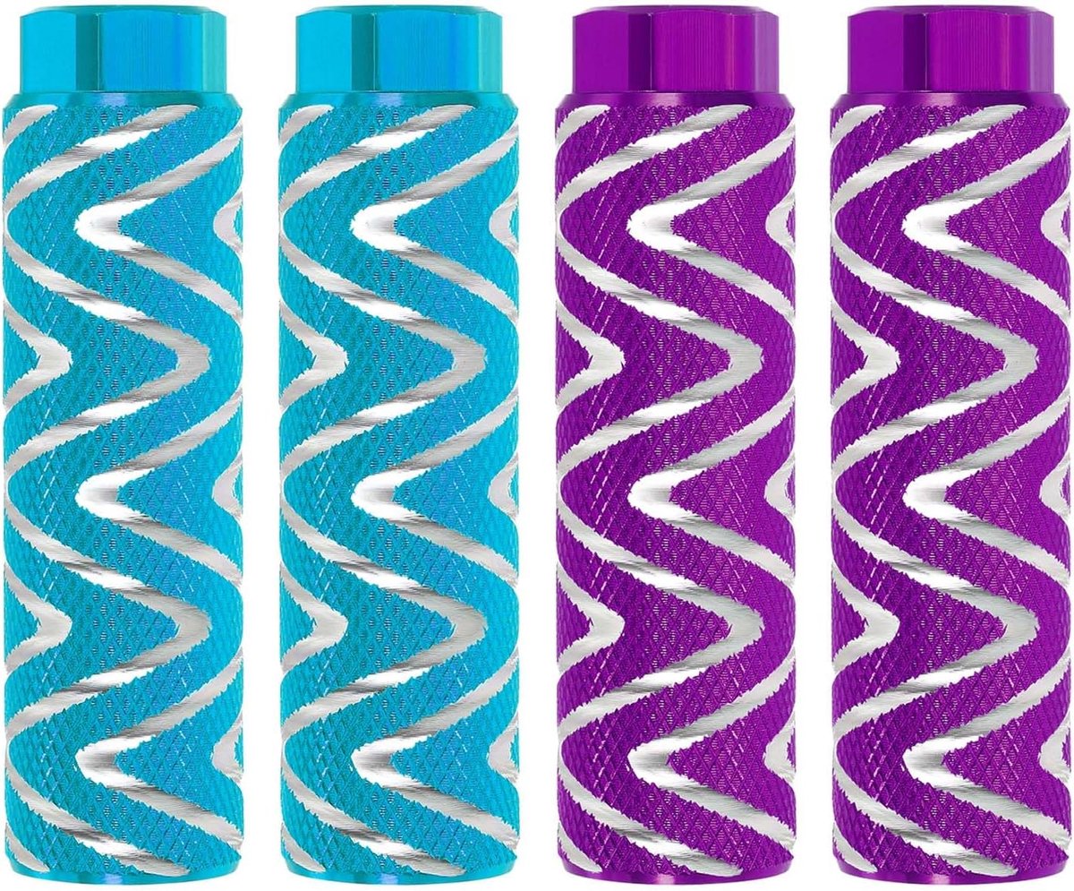 Fietssteunen - Voetsteunen - Extra Grip - Aluminium Legering - 9mm As - Paars Lichtblauw