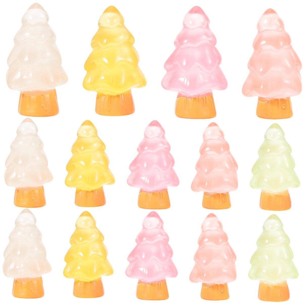 Dailygoods- Miniatuur Bomen 16 Stuks - Lichtgevende Kerstversiering - Kunsthars Figuren - Duurzaam - Afmetingen 2x1,5 cm - Perfect voor DIY Decoratie - Kerstboomdecoratie