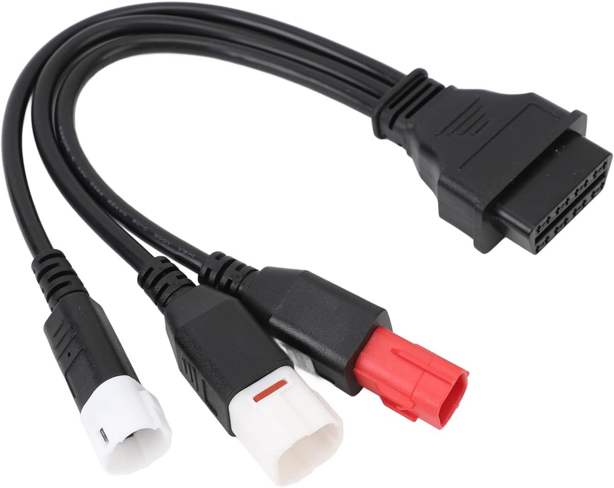 Motorfiets Diagnosekabel - OBD Adapter - Motor Uitlezen - 3-in-1 Compatibiliteit - 16-pins Naar 3-pins - Zwart