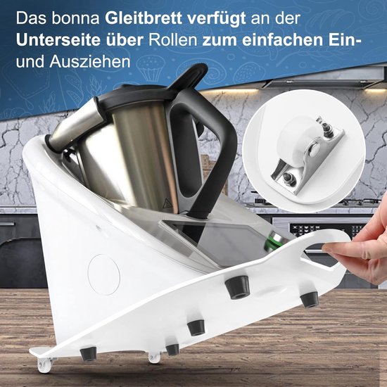 Glijplank Keukenmachine - Accessoire - Keuken Gemak - Met Wielen - 43 cm - Wit — afbeelding 5