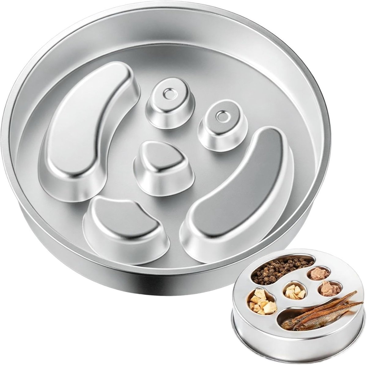 Langzame Voerbak Hond - Interactieve Likplaat - Gezond Eten - Roestvrij Staal - 22 x 22 x 6 cm - Zilver