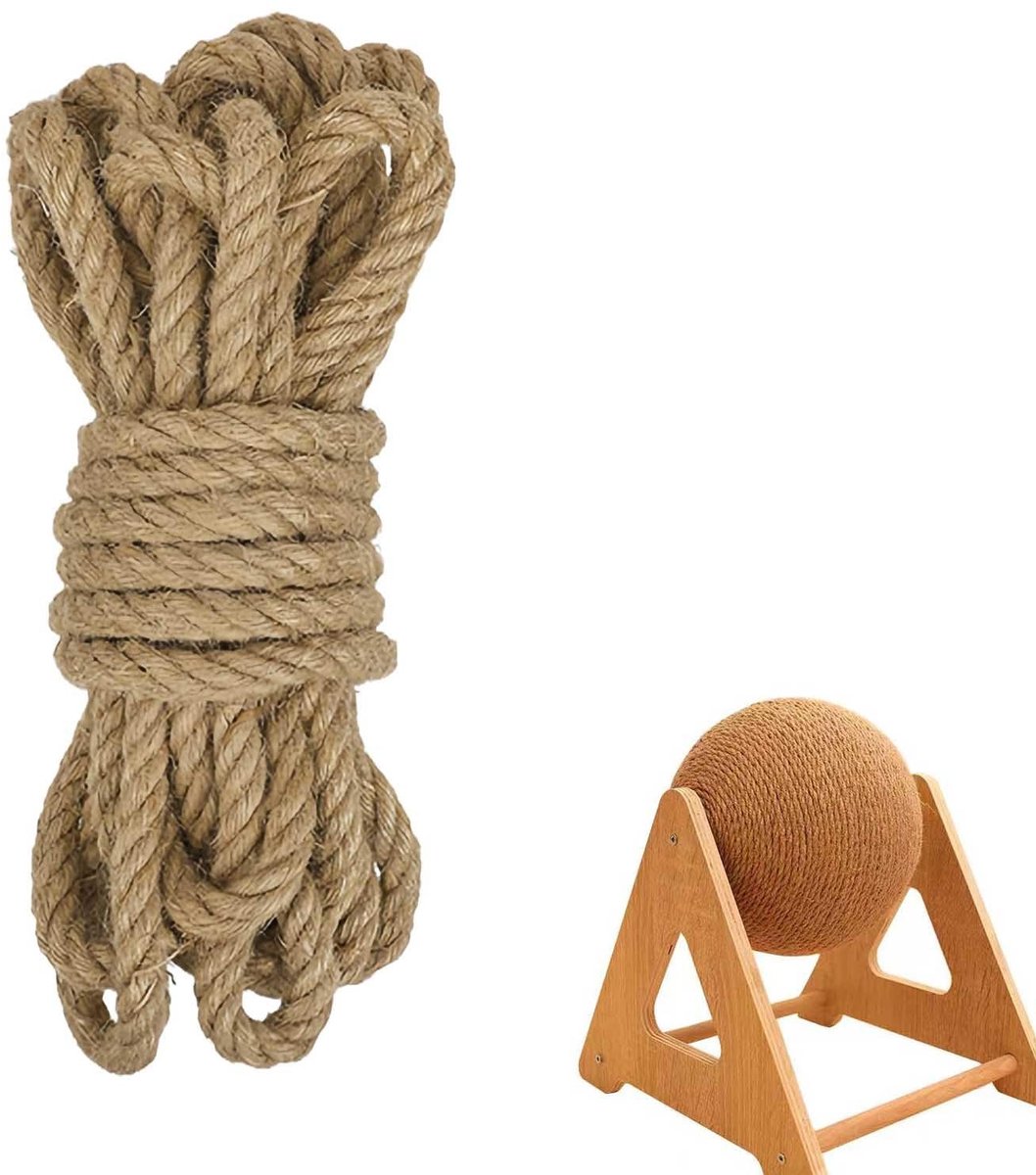 Dailygoods- Jute Touw 12 mm Dik - 11 Meter Lang - Sterk/Natuurlijk Touw - Tuin/Decoratie - DIY Projecten - Duurzaam/Stevig