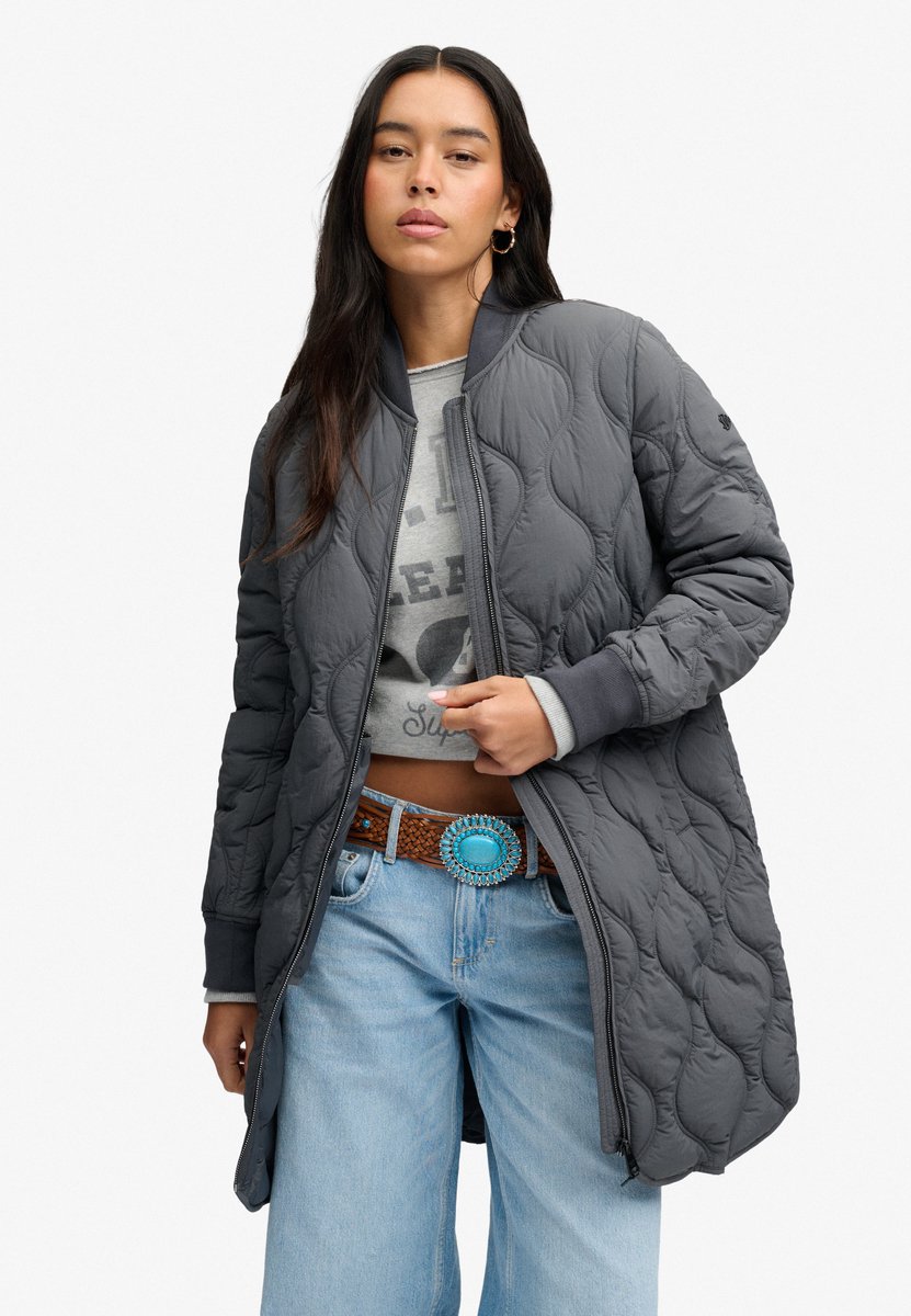 Superdry Lange Onion Quilt Liner Jas Dames Gewatteerde jassen Ebony