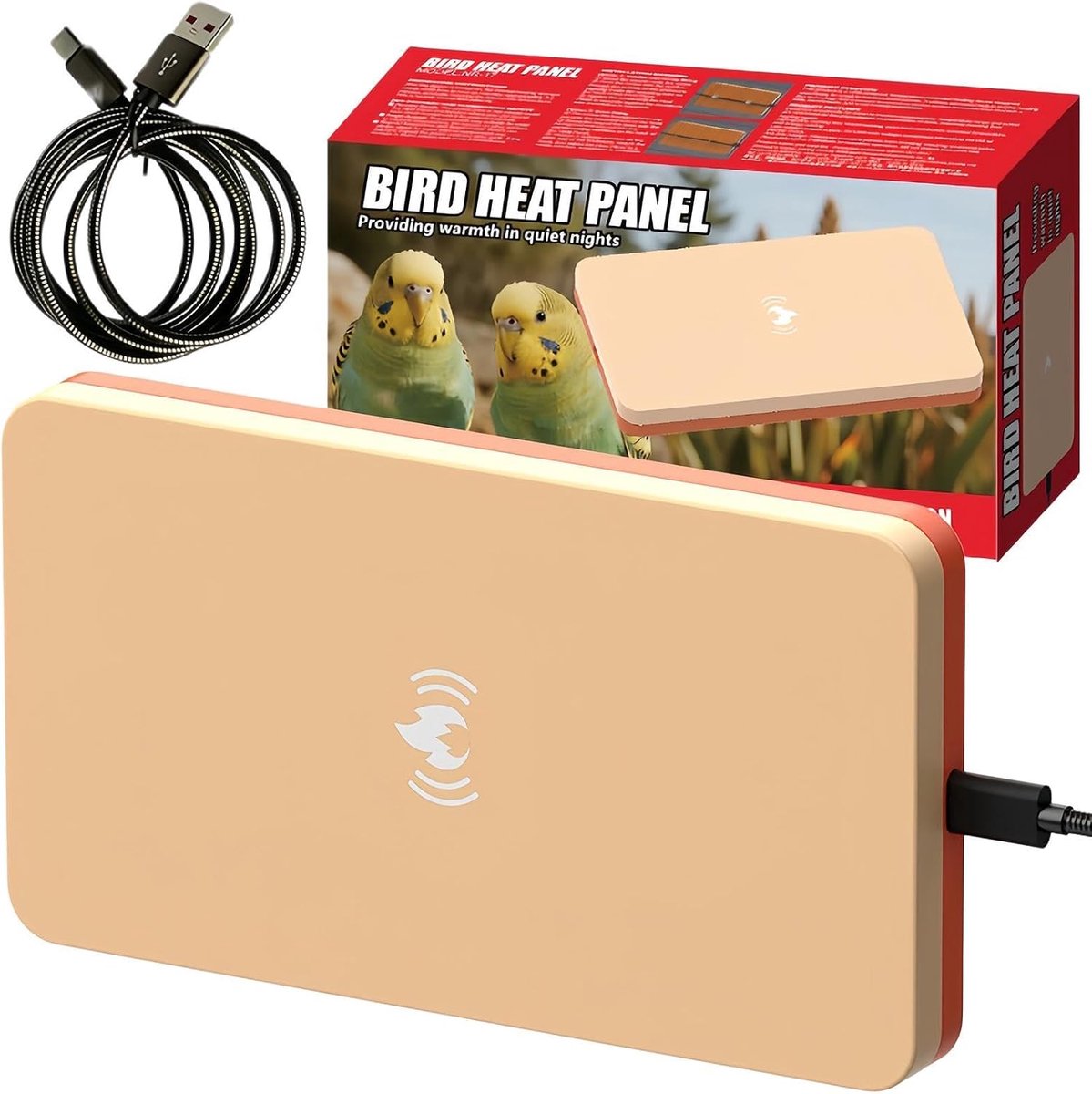 Vogelkooi Verwarming - Warmtebord Huisdieren - Kooigezondheid Verbeteren - Stille Energiezuinige Warmte - 18 x 10 cm - Zwart