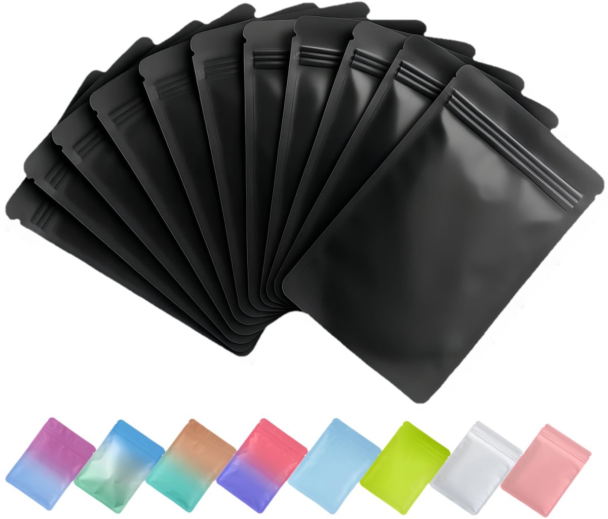 Dailygoods- Ziplock Zakjes - 100 Stuks - Herbruikbare Aluminium/Mylar Zakjes - Ondoorzichtig - Kleine Platte Zakken - 7 x 10 cm - Voedselveilig - Verpakkingszakjes