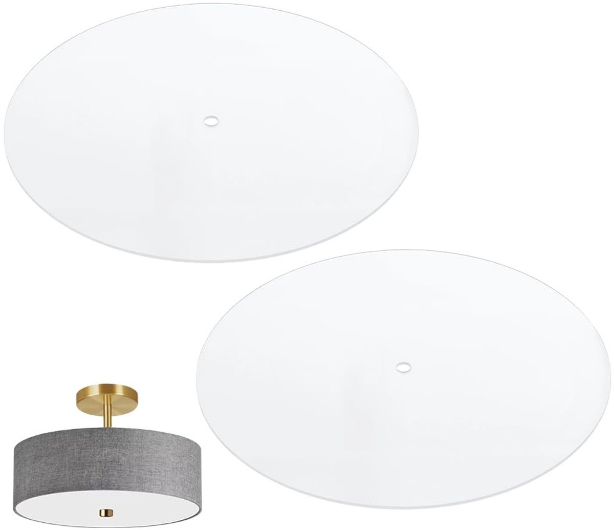 Dailygoods- Lampenkapverspreider 2 stuks - Ronde Diffusor - 29 cm Diameter - 2,5 mm Dikte - Acryl - Verblindingvrije Verlichting - Lampdiffuser