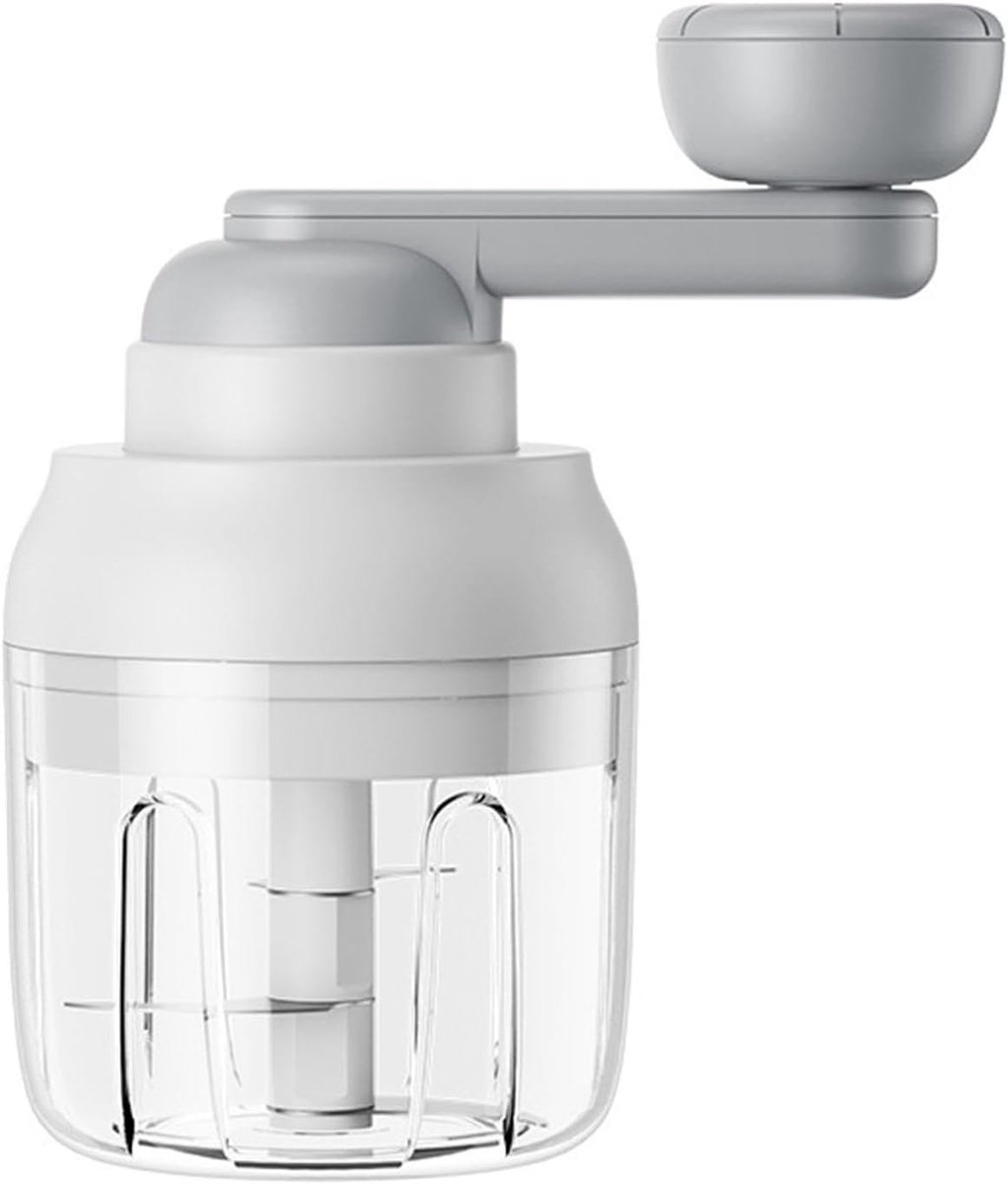 Handmatige Groentehakker - Keukenmachine Zwengel - Groenten Snijden - S-vormige Snijkop - 250 ml - Wit