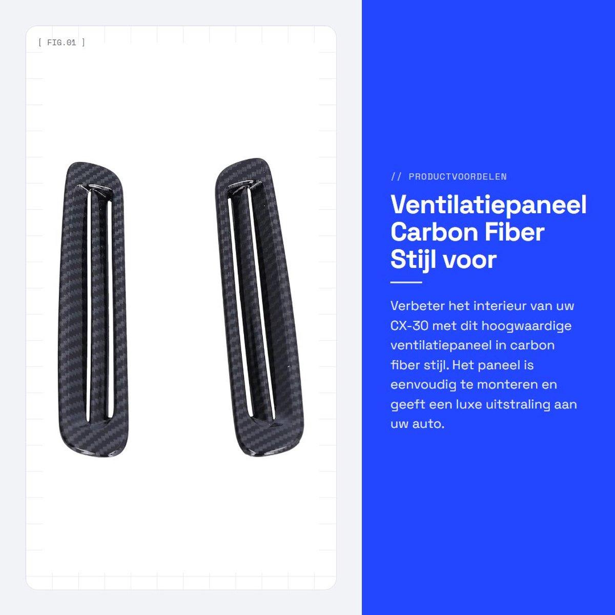 Dailygoods- Luchtventilatie Trim Koolstofvezel Stijl - Vervanging voor CX-30 2020/2021 - 2 x Ventilatiepanelen - Hoogwaardig ABS - Slijtvast en Krasbestendig - Ventilatiepaneel