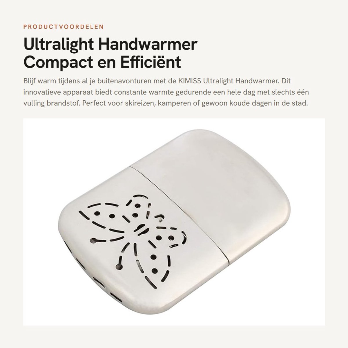 Dailygoods - Ultralight Handwarmer - Compact en Efficiënt - Perfect voor Buitenactiviteiten - Ideaal voor Koude Dagen - Biedt Langdurige Warmte - Hand...