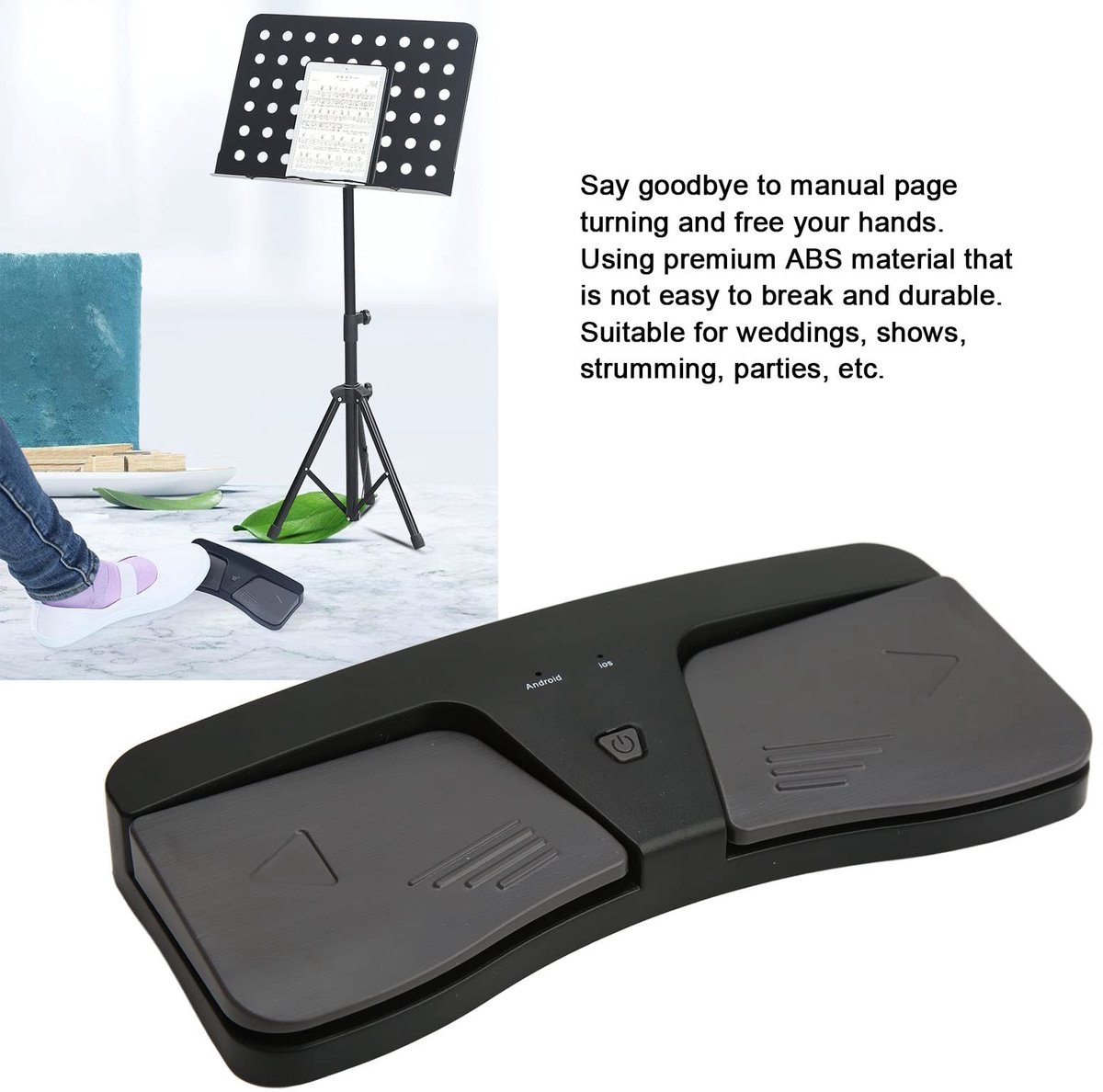 Dailygoods - Draadloze Page Turner - Voetpedaal voor Muzikanten - Stil en Handig - Compact Formaat - Perfect voor Optredens - Geschikt voor Bladmuziek