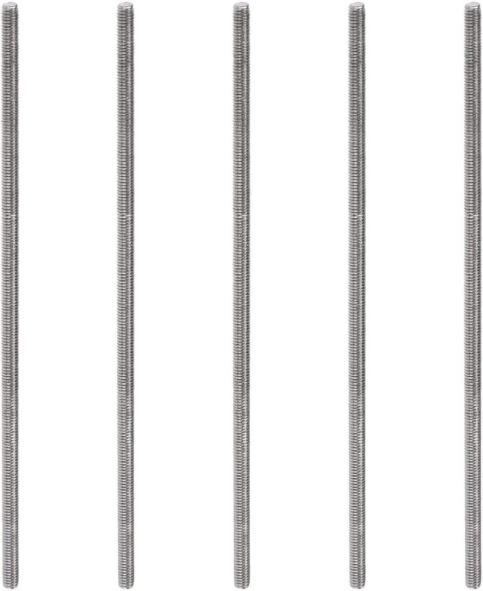 Dailygoods- Schroefdraadstang 5 Stuks - Roestvrij Staal 304 - Buitendraad M3 x 100 mm - Staafbouten - Hangers/Klemmen - Zilverkleur - Staafbout