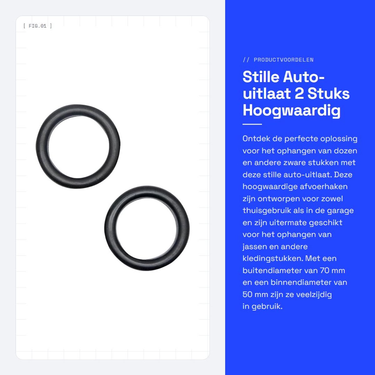 Dailygoods- Auto-uitlaat Demper - 2 Stuks - Buitendiameter 70 mm - Binnendiameter 50 mm - Dikte 13 mm - Hoogwaardig Polyurethaan (EPDM) - Uitlaatdemper
