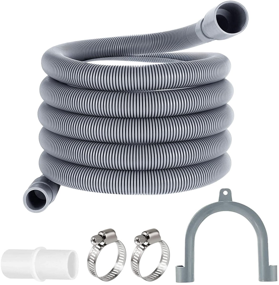 Dailygoods- Afvoerslang 3M - Verlengset voor wasmachine/vatwasser - Roestvrijstalen klemmen - Flexibel ontwerp - Waterafvoerslang - Hoogwaardige materialen