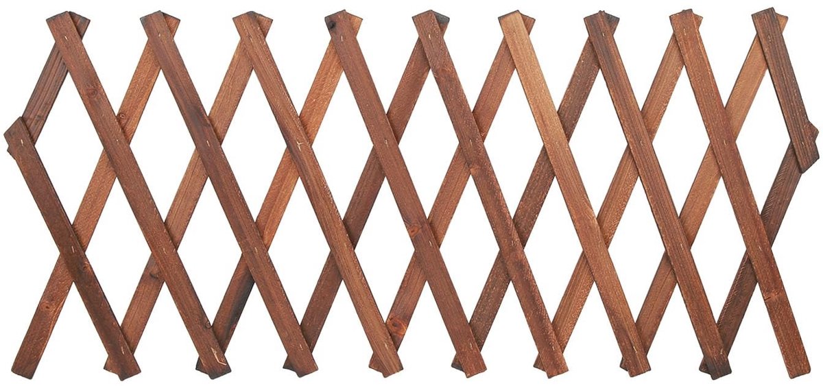 Dailygoods- Roosterhek Uitschuifbaar 120 x 35 cm - Houten Tuinhek - Decoratieve Omheining - Geschikt voor Klimplanten - Duurzaam Grenenhout - Corrosie- en Zonbestendig