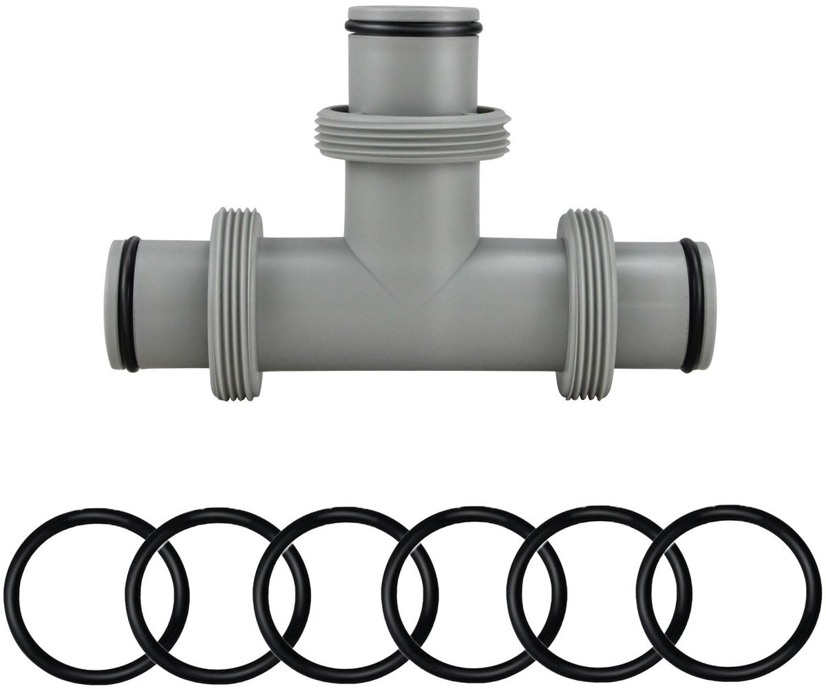 Dailygoods - Zwembadadapter - T-stuk verlenging - Hoogwaardige kunststof - 38 mm - Slangconnector - Geschikt voor Intex Bestway Coleman - Grijs